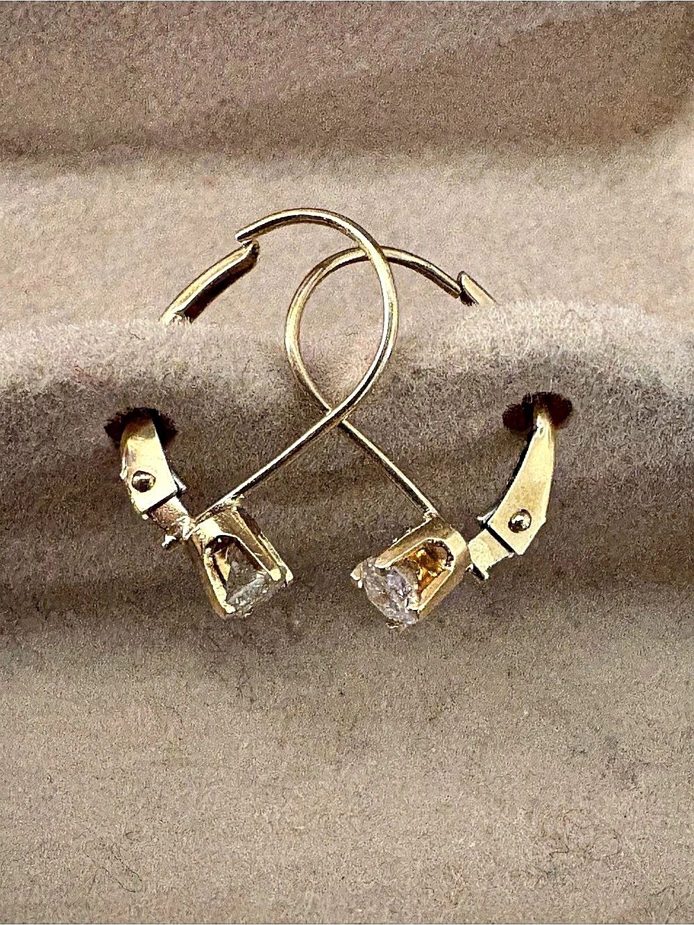 10k Gold Diamond Leverback Earrings